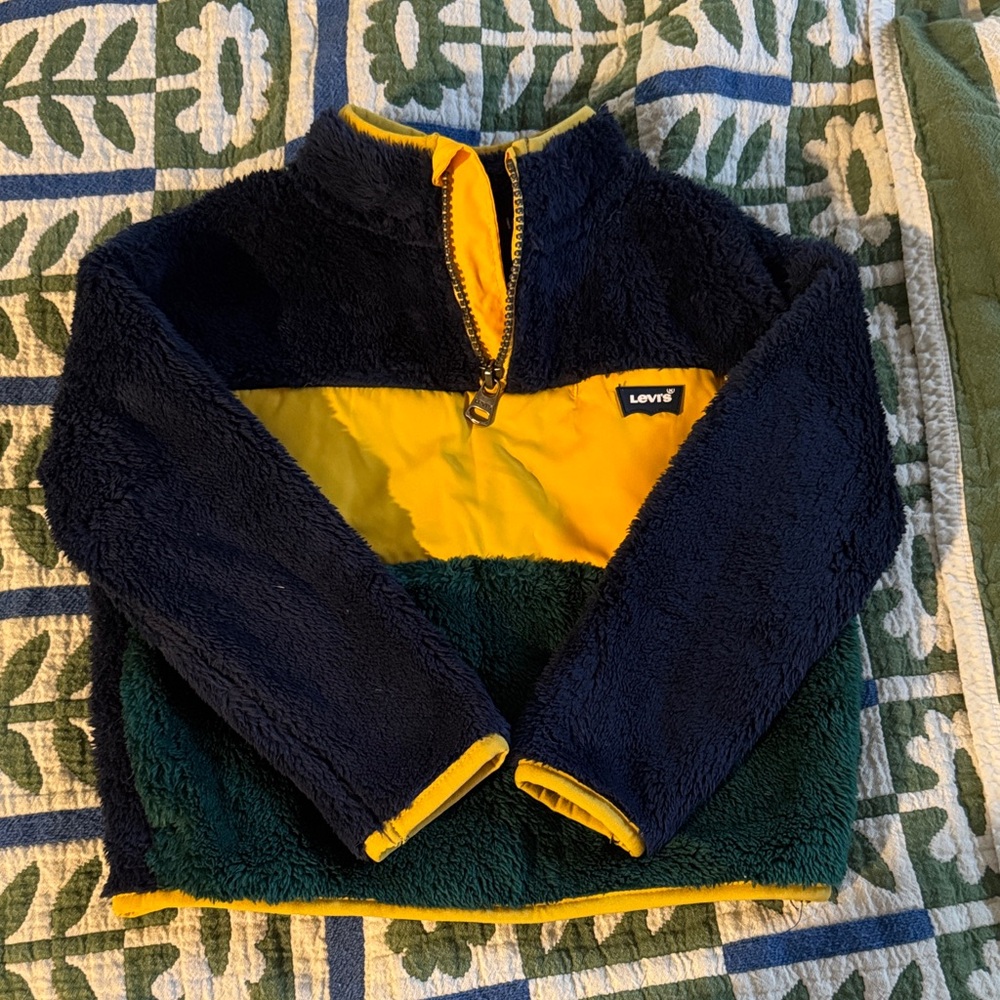 Levi's Kids Colorblock Fleece Hoodie - Navy, Yellow, Green